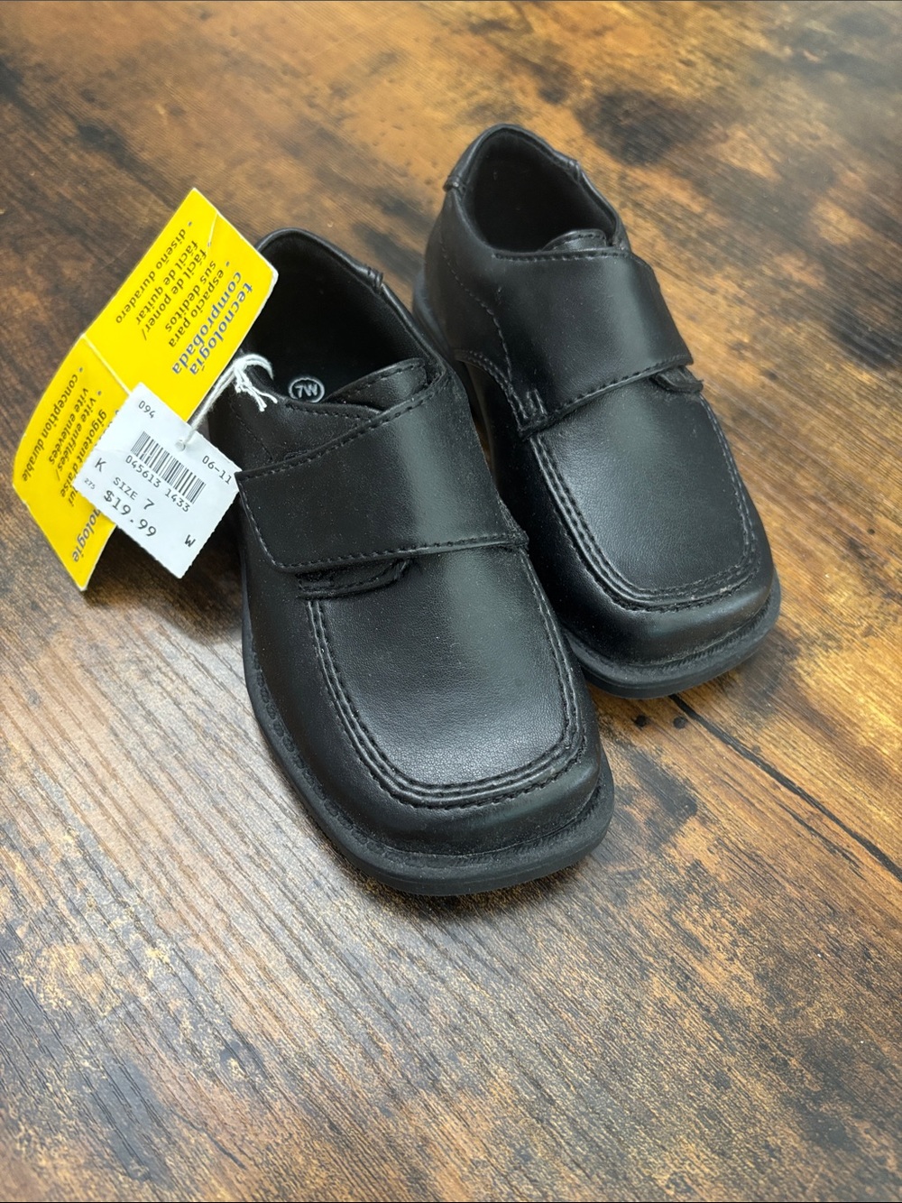 smartfit Black Kids Slip-On Dress Shoes with Velcro